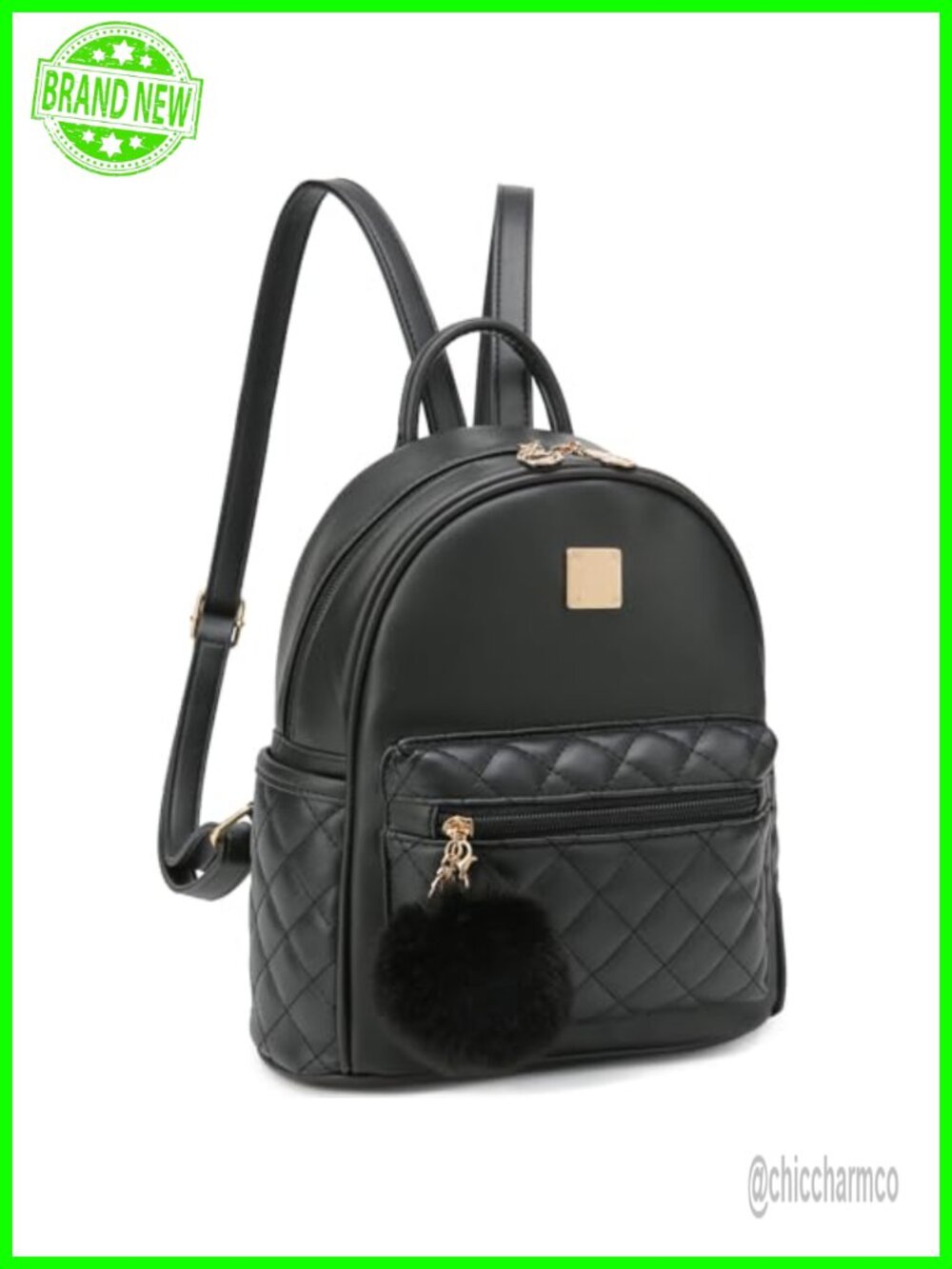 Plaid Faux Leather Mini Backpack Purse Adjustable Straps Women